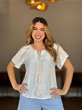 Blusa Gola Bordada #DESCONTÃO PROGRESSIVO - 734#