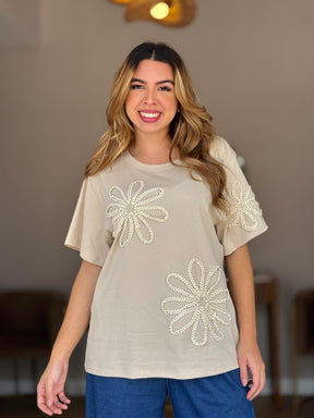 Blusa Algodão Flores Frontais Plus #DESCONTÃO PROGRESSIVO# 31F