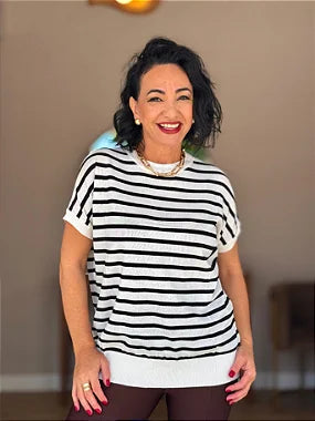 Blusa Modal Listras Plus - #DESCONTÃO PROGRESSIVO - M8