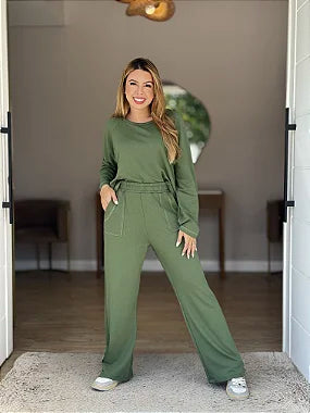 Conjunto Pesponto Moletinho Manga Longa