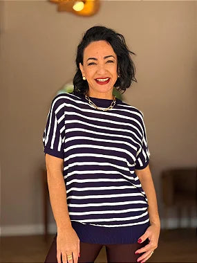 Blusa Modal Listras Plus - #DESCONTÃO PROGRESSIVO - M8