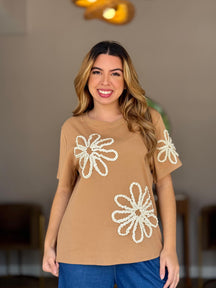 Blusa Algodão Flores Frontais Plus #DESCONTÃO PROGRESSIVO# 31F