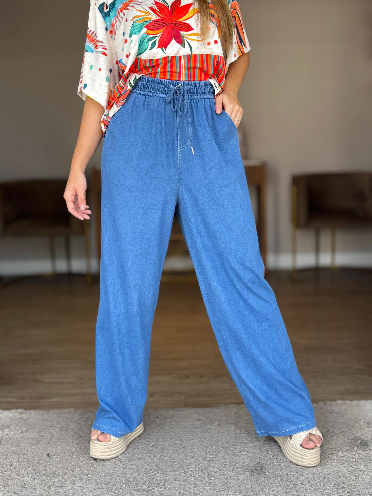 Calça Jeans Pantalona Molinha