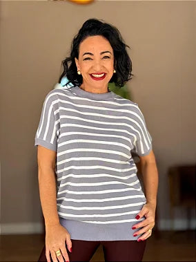 Blusa Modal Listras Plus - #DESCONTÃO PROGRESSIVO - M8